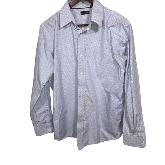 Men's J. Ferrar Blue & White Printed Button Down Shirt - Picture 1 of 12